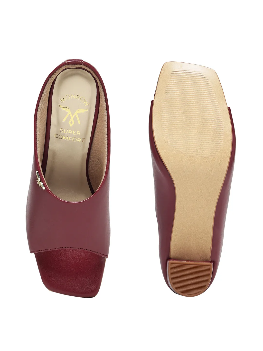 Aamya Maroon Block Heels