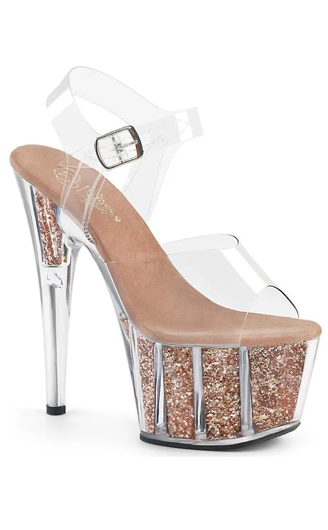 ADORE-708G Rose Gold Glitter Heels