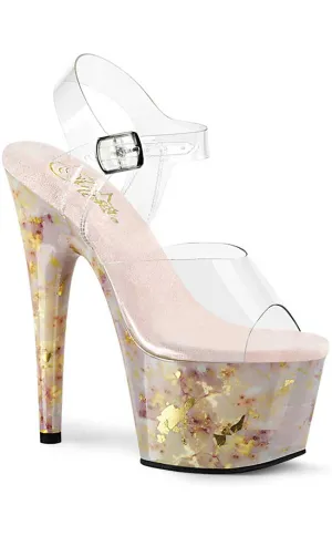 ADORE-708MB Clear & Gold Marble Heels