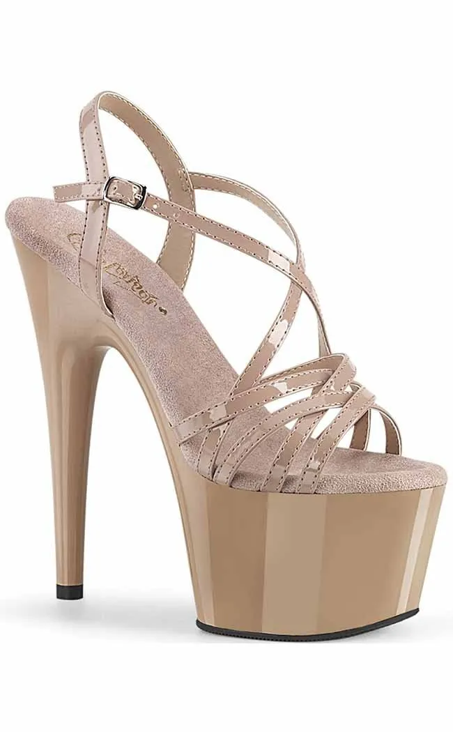 ADORE-713 Nude Patent Platform Heels