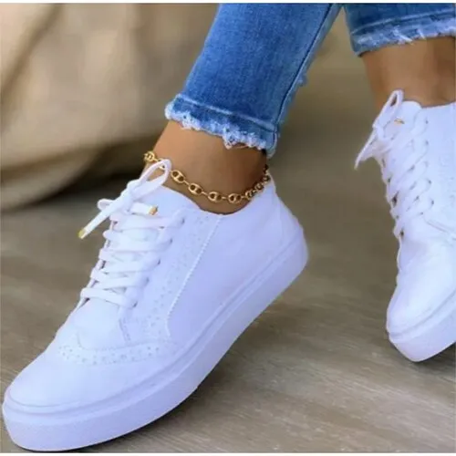 Amozae-Back to school  Women Lace Up Sneakers Women's Sports Flats Women Casual Vulcanized Ladies Comfortable Brogue Canvas Denim Shoes Plus Size