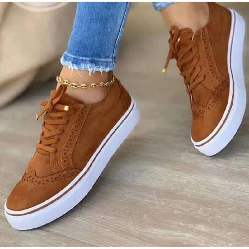 Amozae-Back to school  Women Lace Up Sneakers Women's Sports Flats Women Casual Vulcanized Ladies Comfortable Brogue Canvas Denim Shoes Plus Size