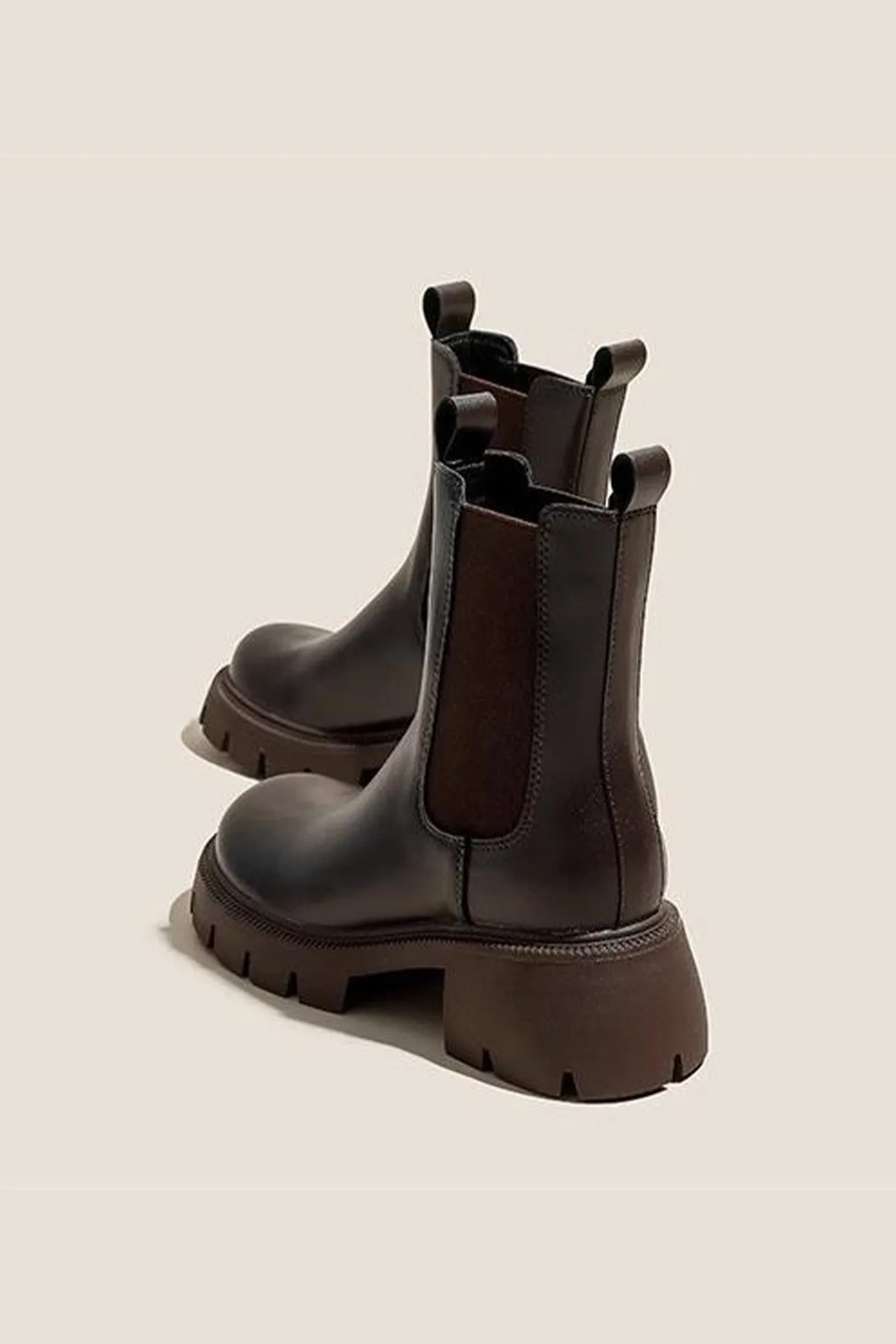 Amozae-Solid Color Platform Chelsea Ankle Boots