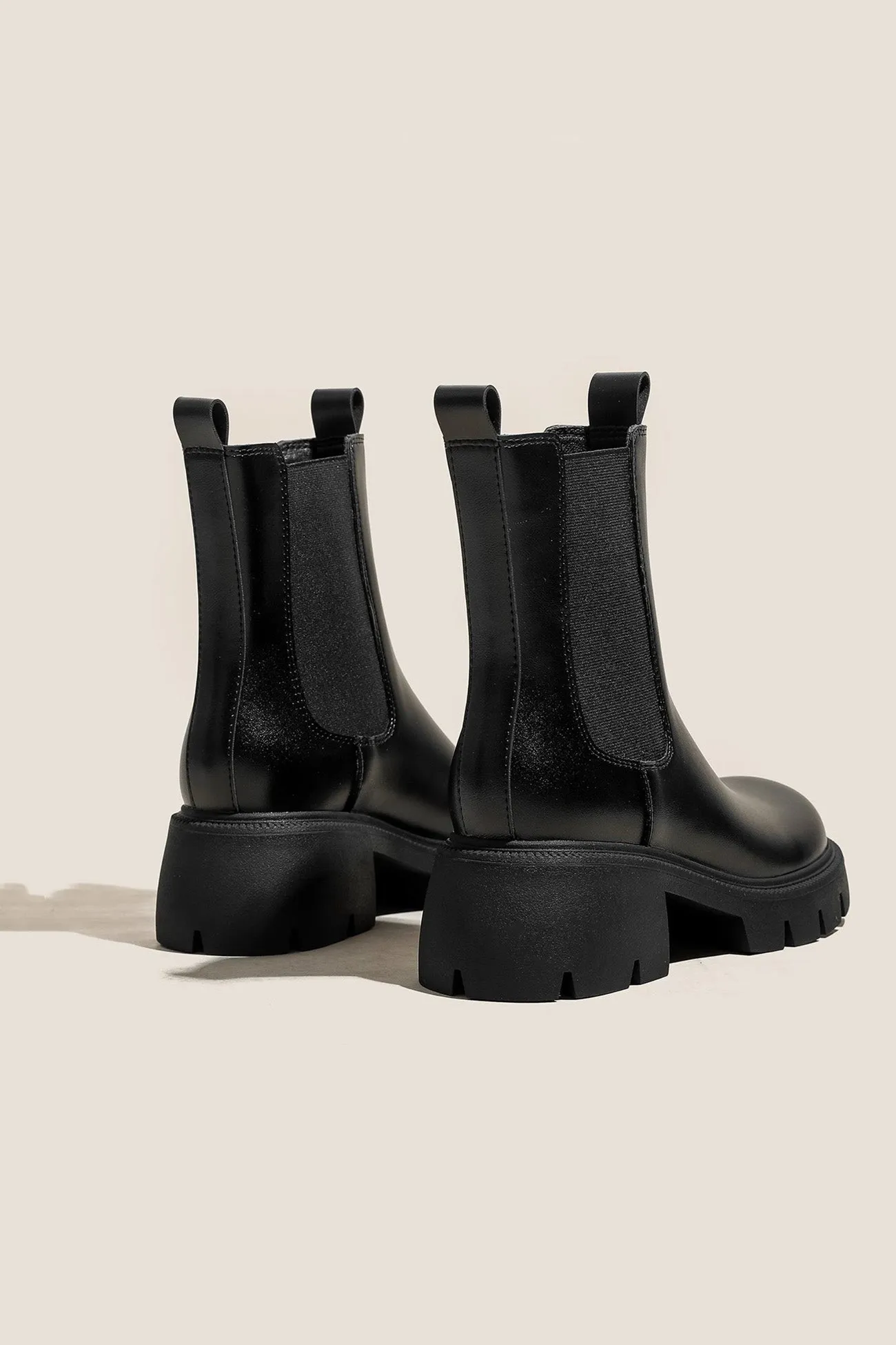 Amozae-Solid Color Platform Chelsea Ankle Boots