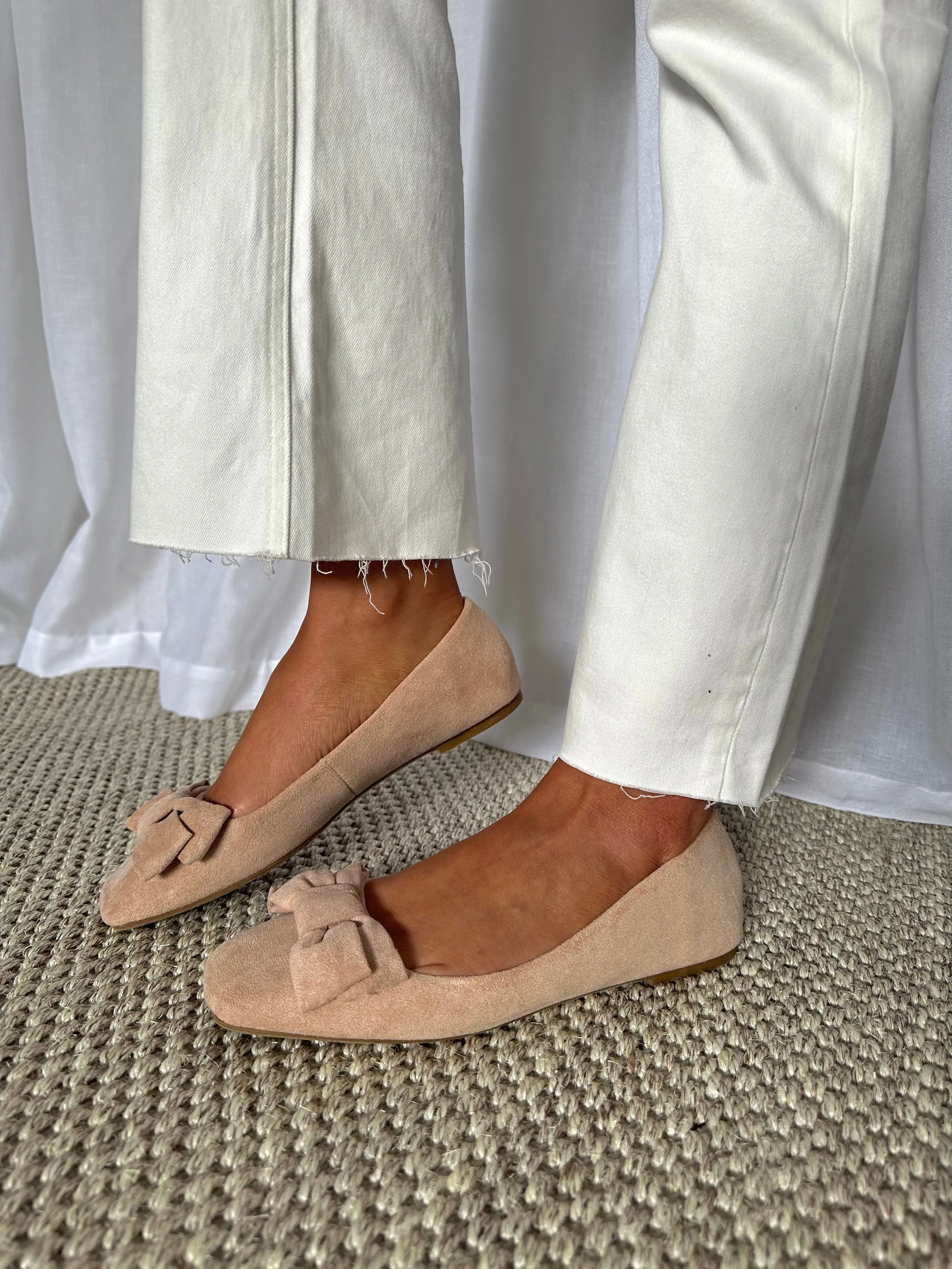 Amozae-Square Toe Ballerina Loafers- Nude