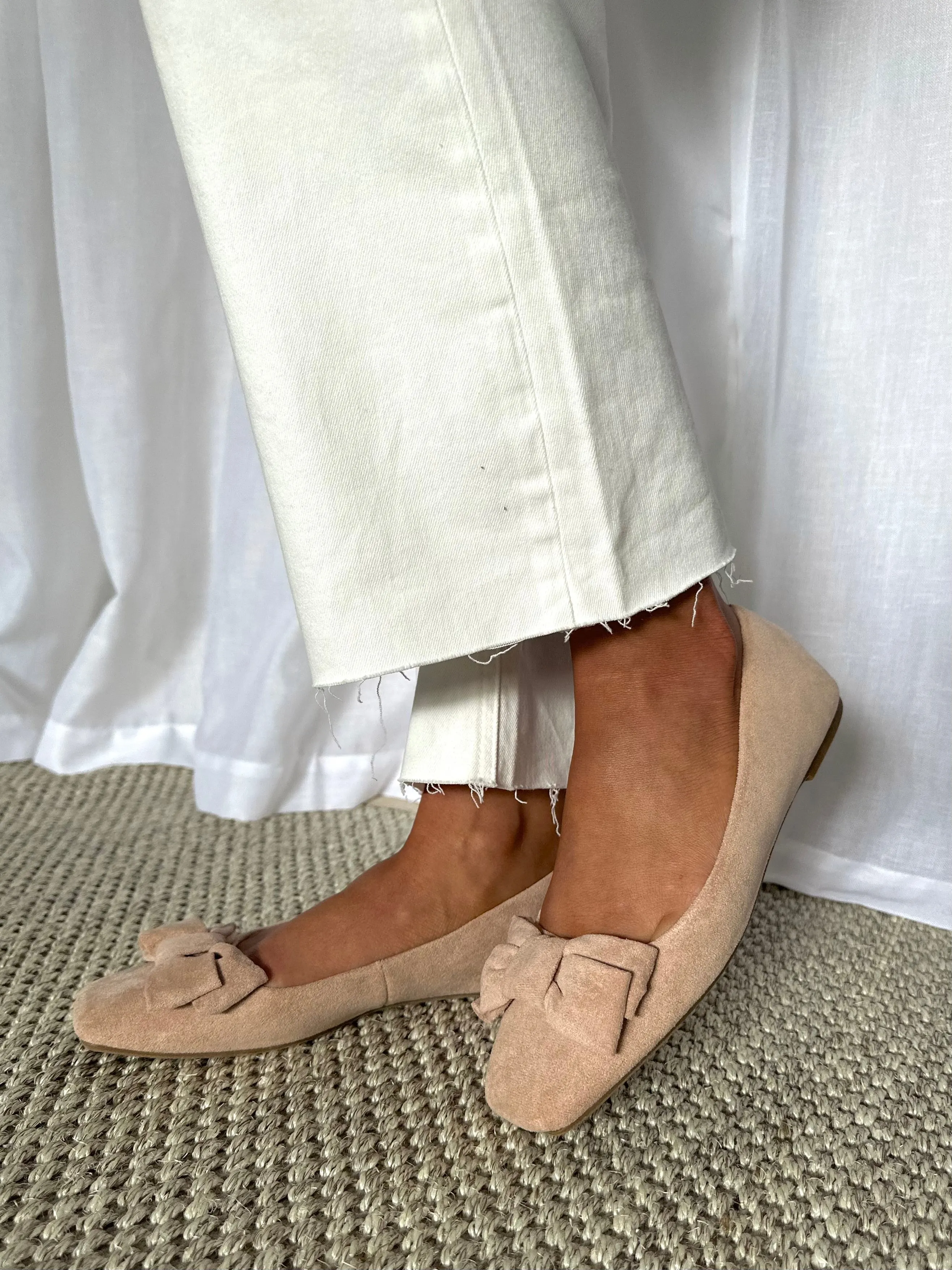 Amozae-Square Toe Ballerina Loafers- Nude