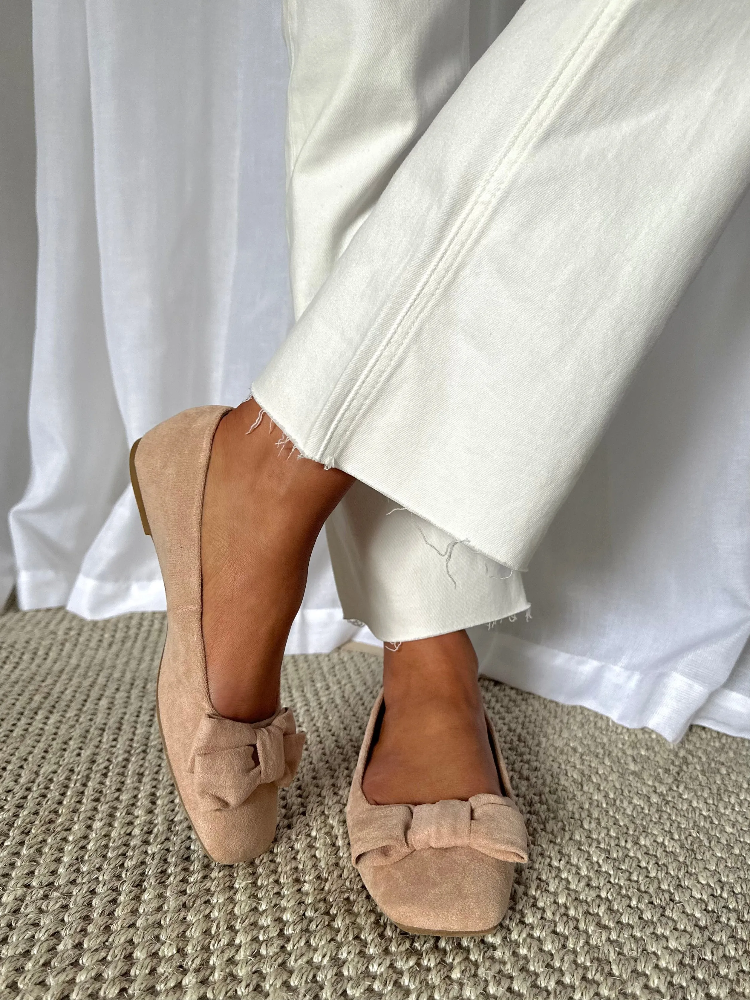 Amozae-Square Toe Ballerina Loafers- Nude