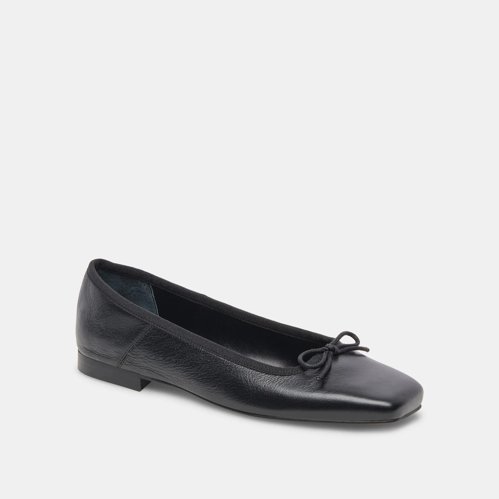 ANISA WIDE BALLET FLATS BLACK LEATHER