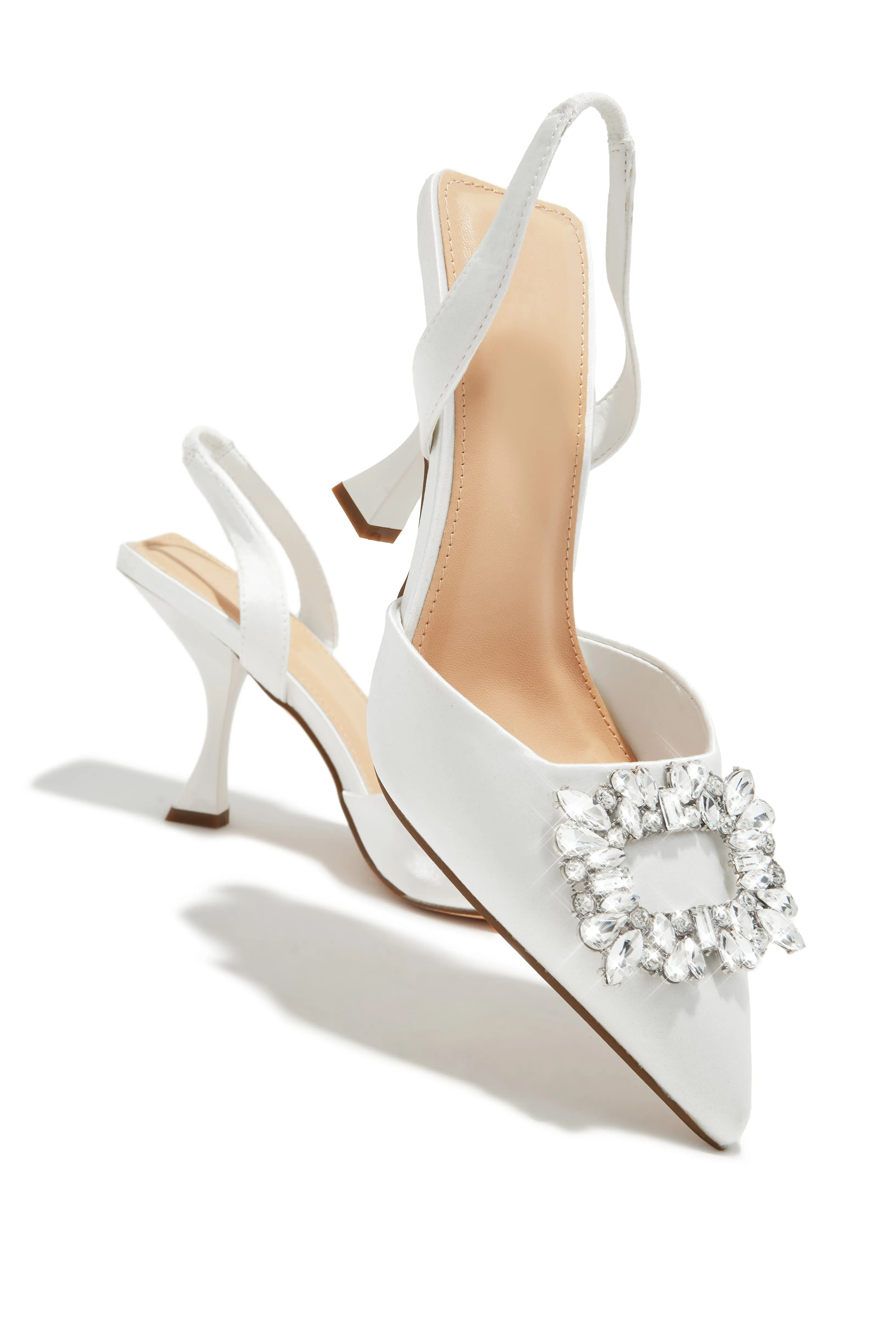 Anissia Slingback Embellished Pumps - White