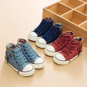 Autumn Breeze Kids’ Canvas Sneakers – Breathable High-Top Denim Casual Shoes for Boys & Girls