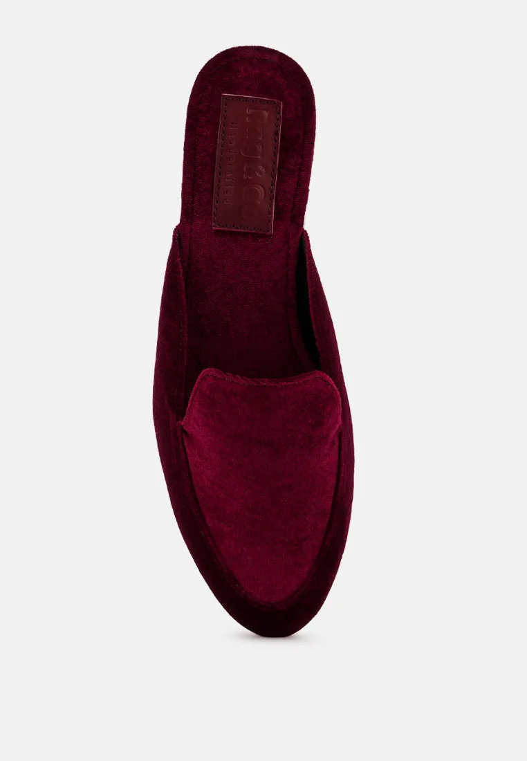 BATISTE Burgundy Velvet Handcrafted Mules