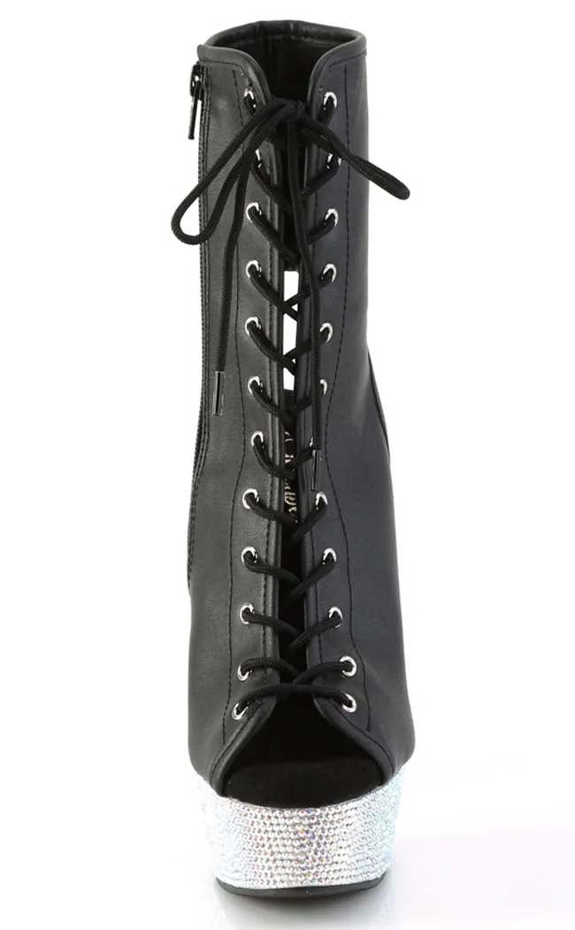 BEJEWELED-1016-6 Black & Silver Rhinestone Boots