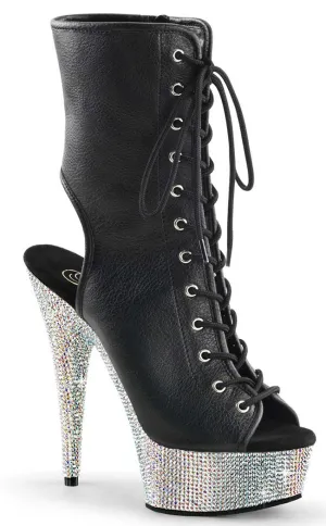 BEJEWELED-1016-6 Black & Silver Rhinestone Boots