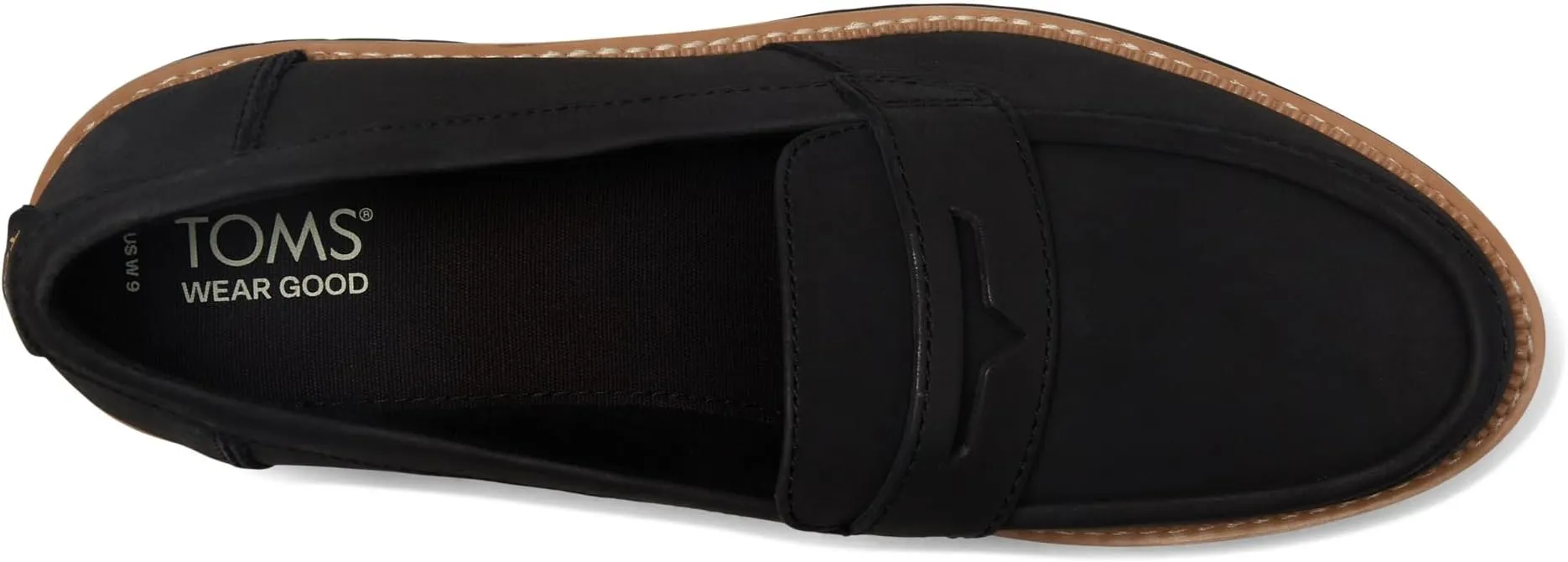 Cara TOMS Loafers, Black/Black Leather