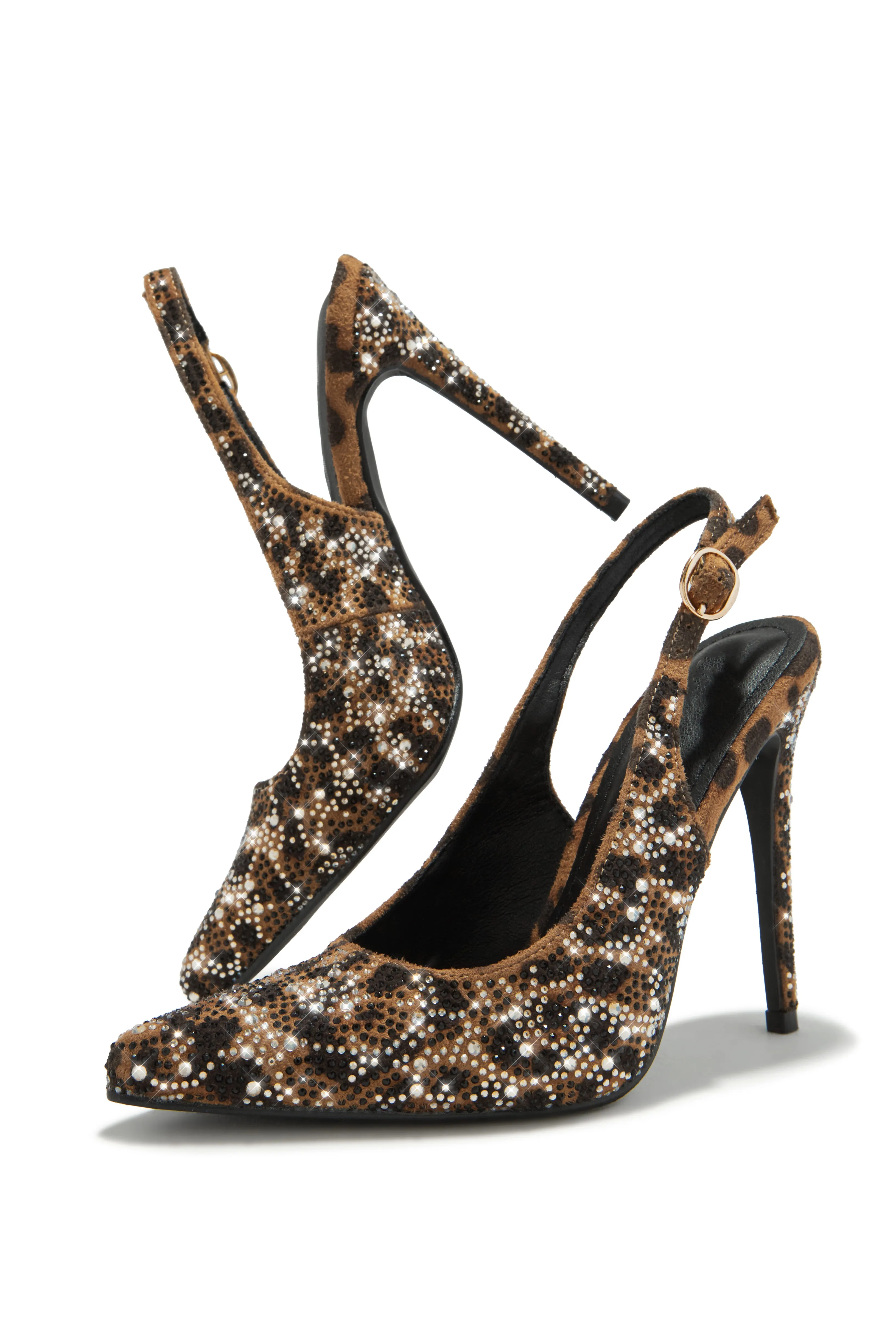 Carys Embellished Slingback Pump Heels - Leopard