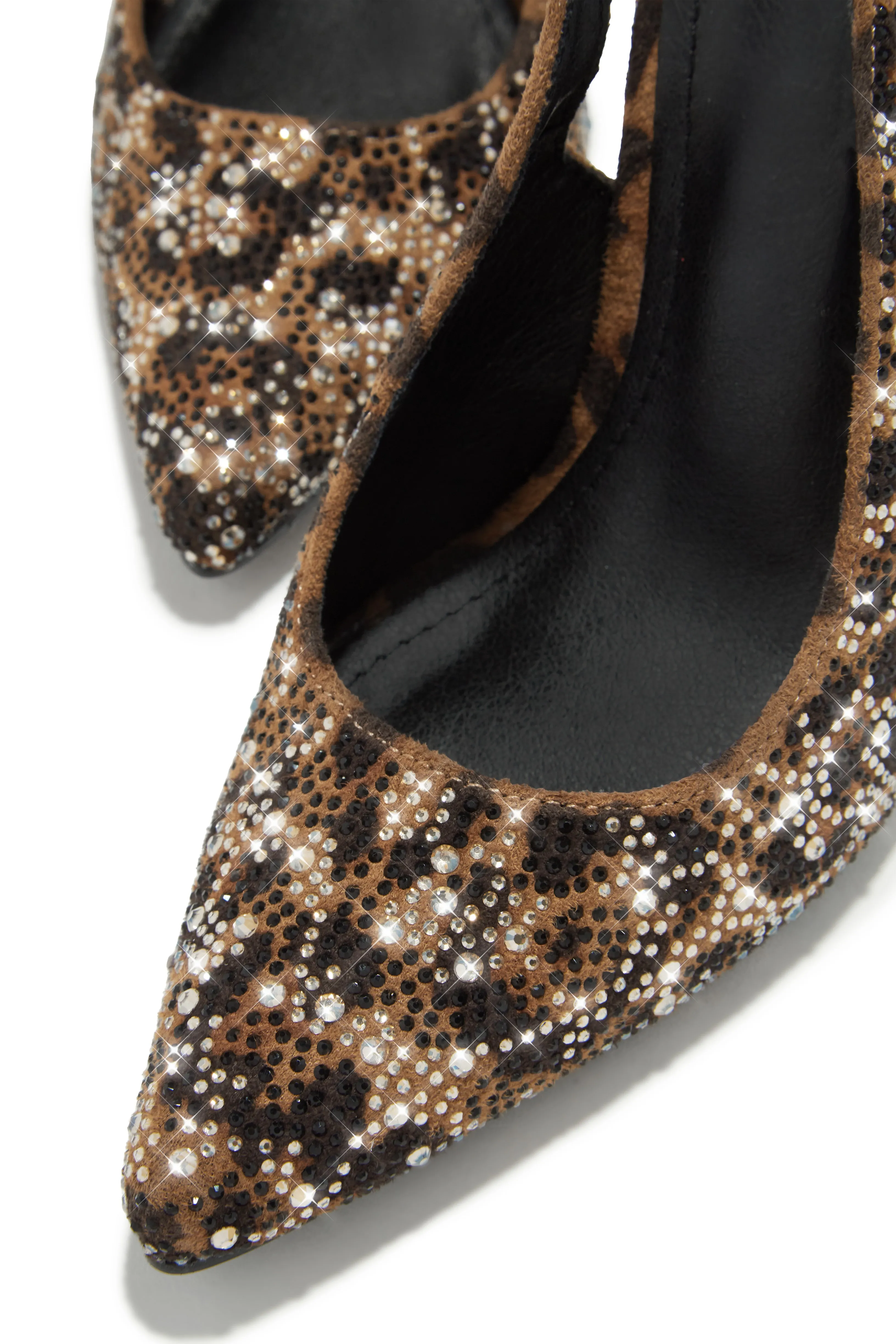 Carys Embellished Slingback Pump Heels - Leopard