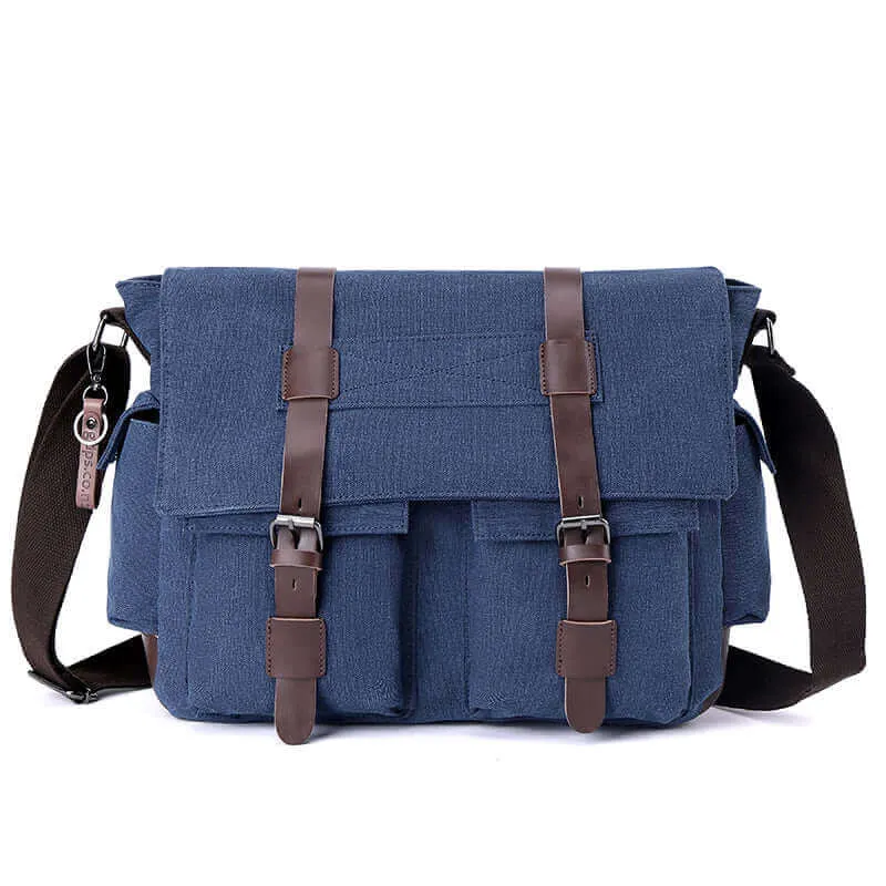 Casual Canvas Shoulder Crossbody Messenger Bag | Fits 15 Inch Laptop Satchel