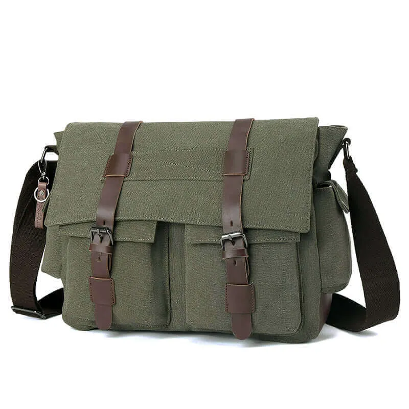 Casual Canvas Shoulder Crossbody Messenger Bag | Fits 15 Inch Laptop Satchel