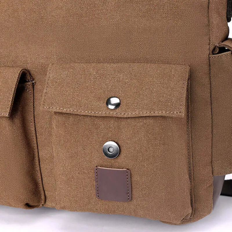 Casual Canvas Shoulder Crossbody Messenger Bag | Fits 15 Inch Laptop Satchel