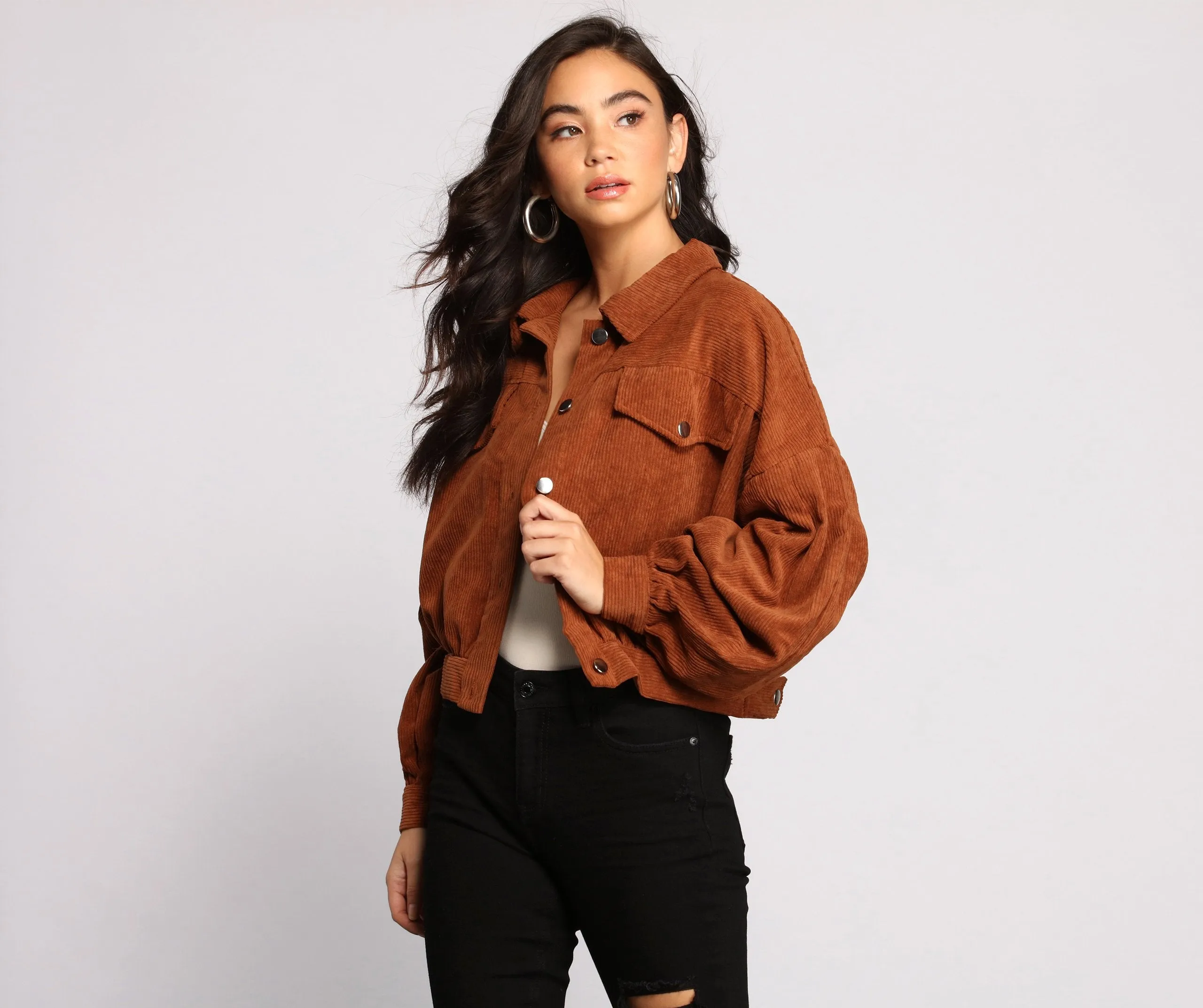 Casually Cute Button-Front Corduroy Jacket