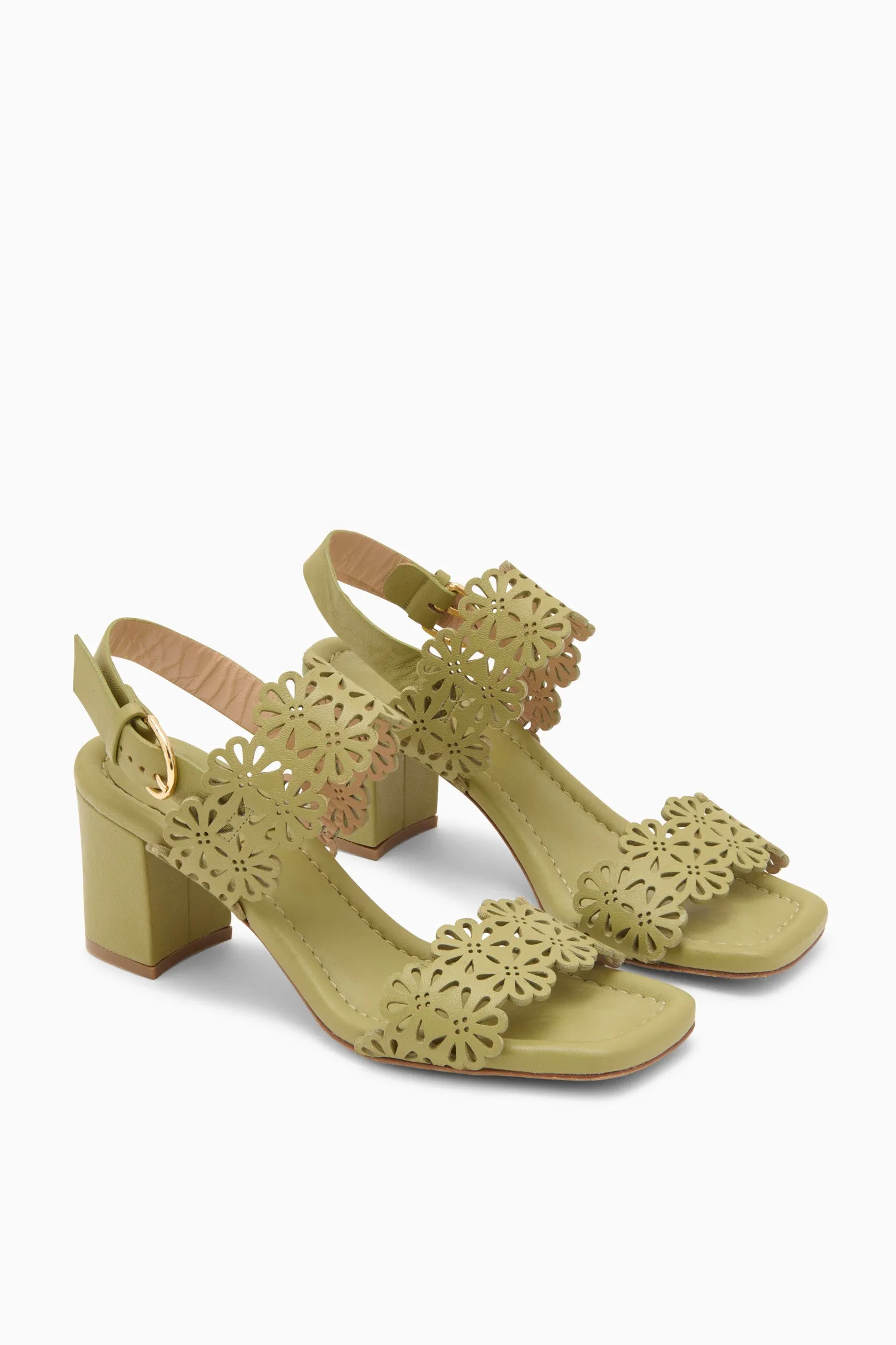 Celeste Eyelet Mid Heel - Lichen