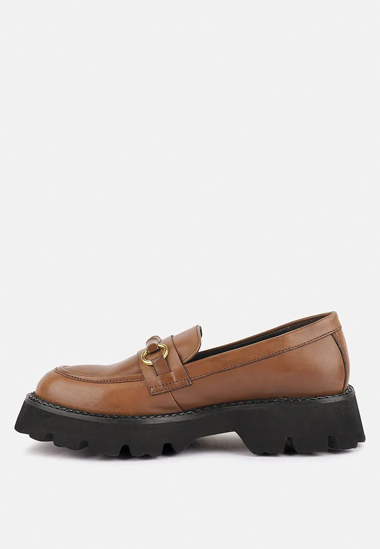 CHEVIOT Tan Chunky Leather Loafers