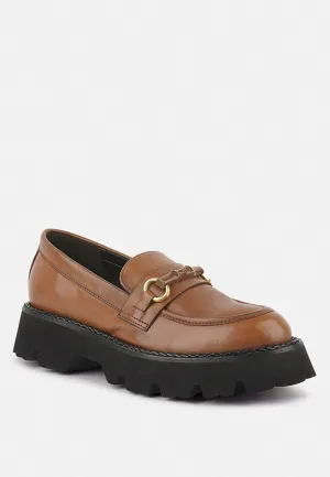 CHEVIOT Tan Chunky Leather Loafers