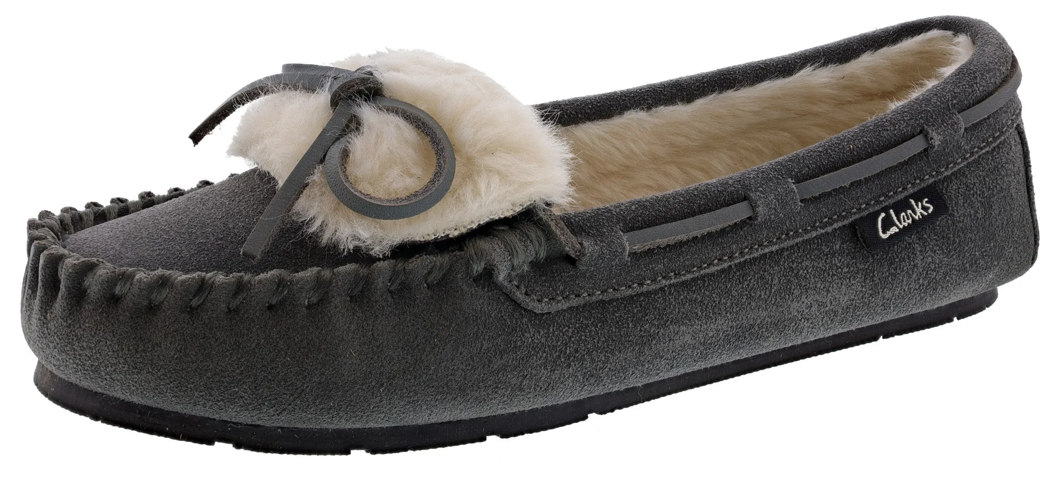 Clarks Women Warm Cozy Slip On Moccasin Slippers Holly