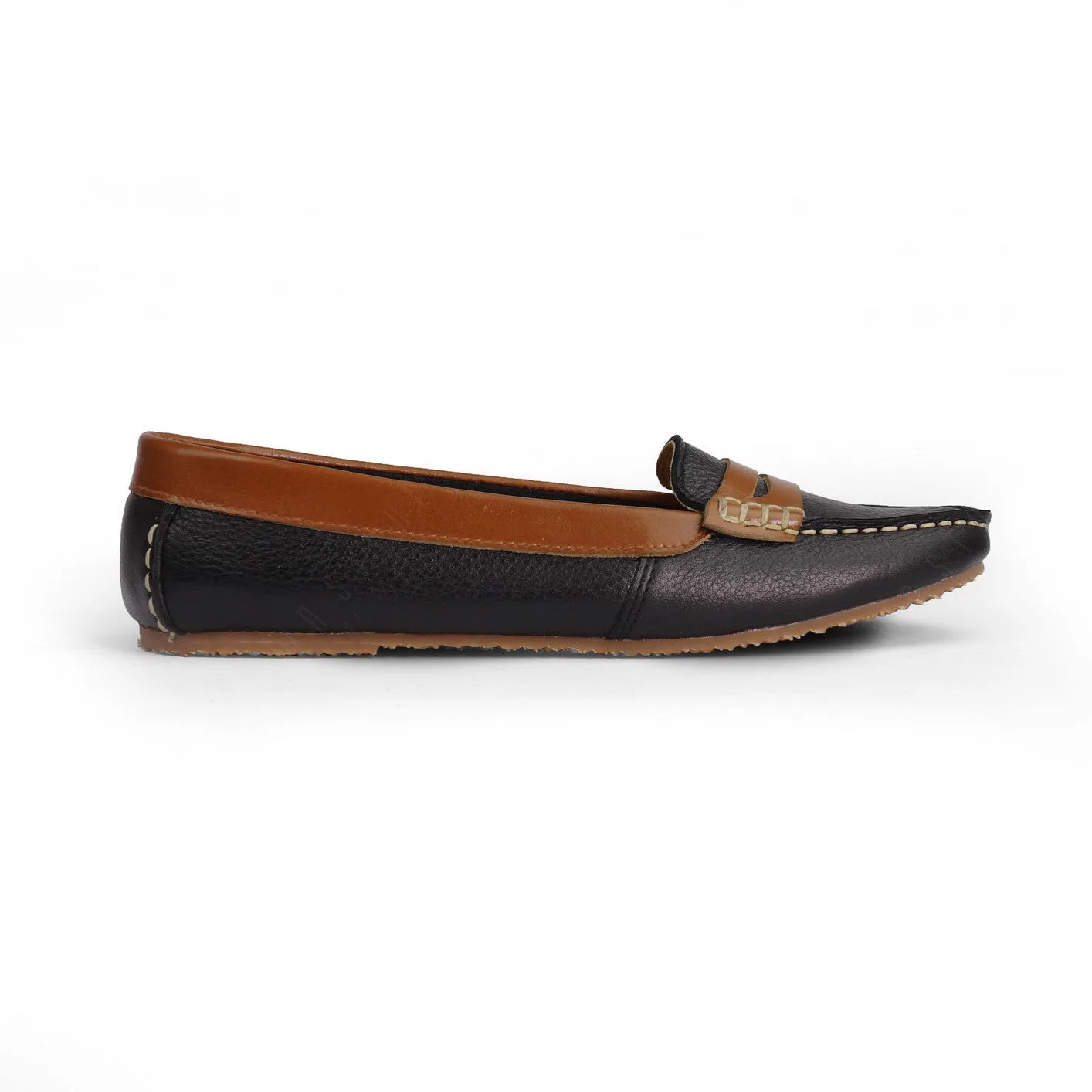 Classico Leather Moccasin Black Beige