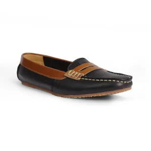 Classico Leather Moccasin Black Beige