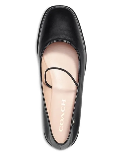 COACH Women's Emilia Square Toe Ballerina Shoes, Black