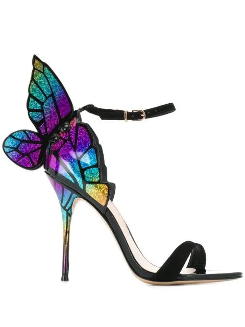 Colorful Butterfly Wing High Heel Stiletto Jewelled Party Dress Sandals