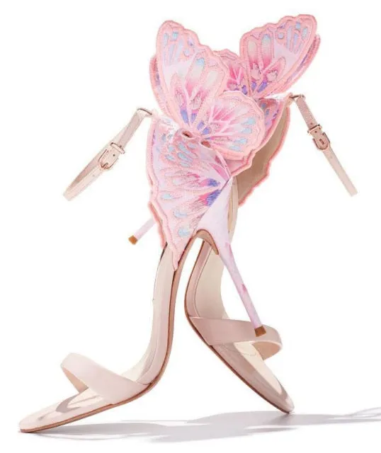 Colorful Butterfly Wing High Heel Stiletto Jewelled Party Dress Sandals