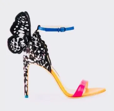 Colorful Butterfly Wing High Heel Stiletto Jewelled Party Dress Sandals