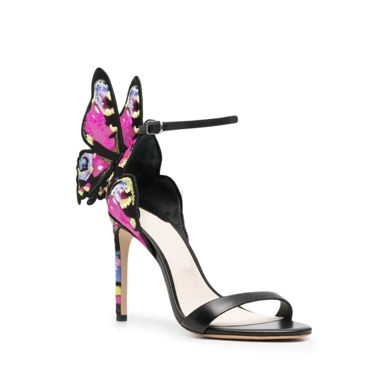 Colorful Butterfly Wing High Heel Stiletto Jewelled Party Dress Sandals