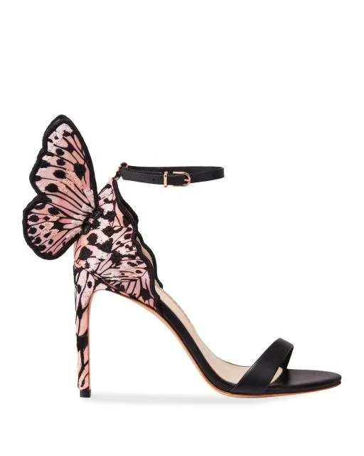 Colorful Butterfly Wing High Heel Stiletto Jewelled Party Dress Sandals