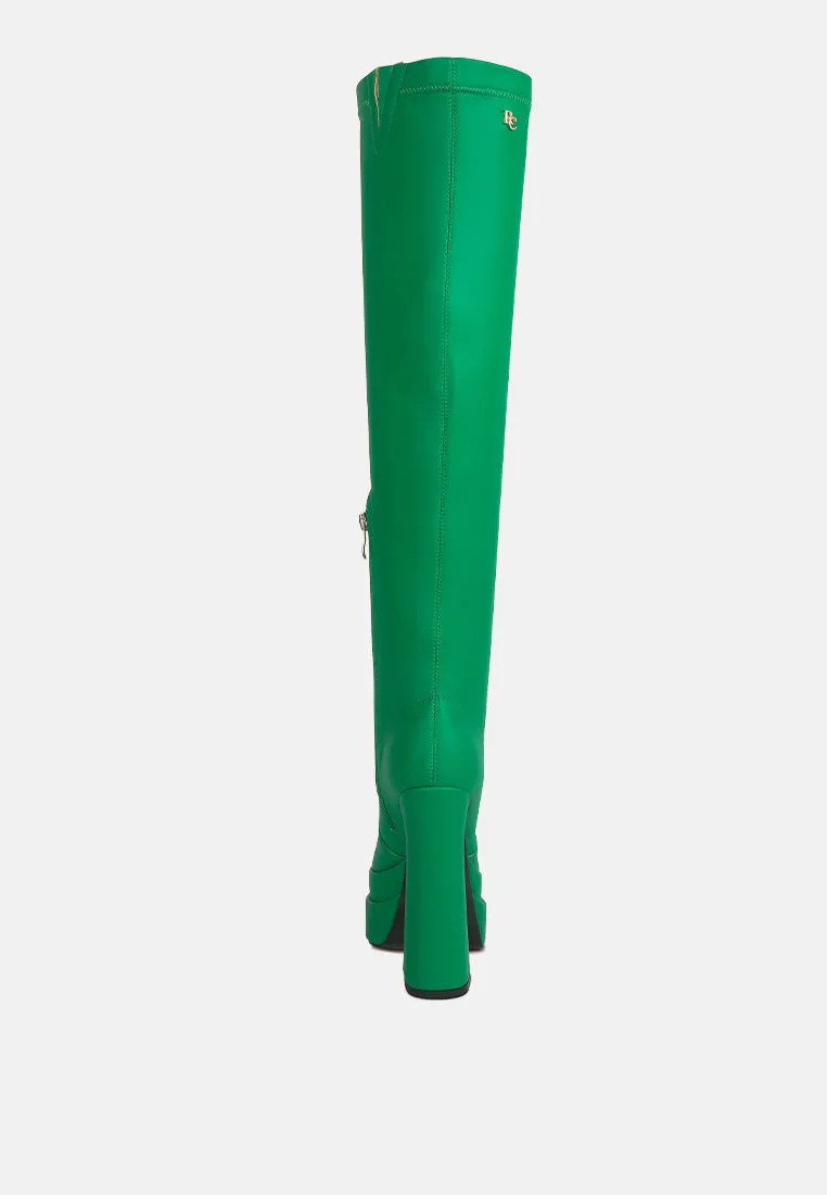 CYBER-PUNK High Platform Long Boots in Green