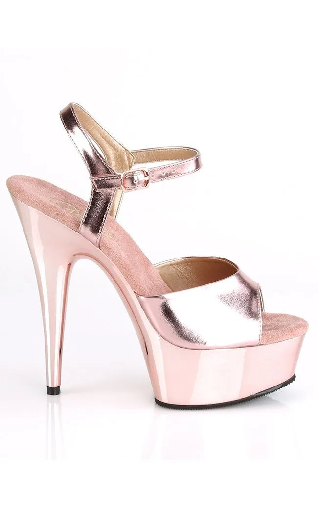 DELIGHT-609 Rose Gold Chrome Platform Heels