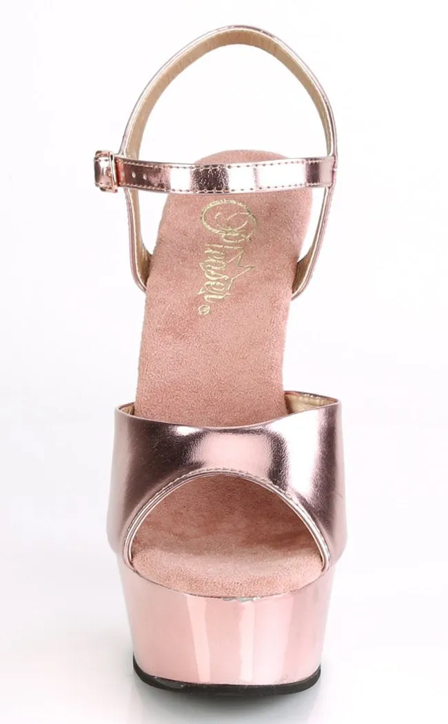 DELIGHT-609 Rose Gold Chrome Platform Heels