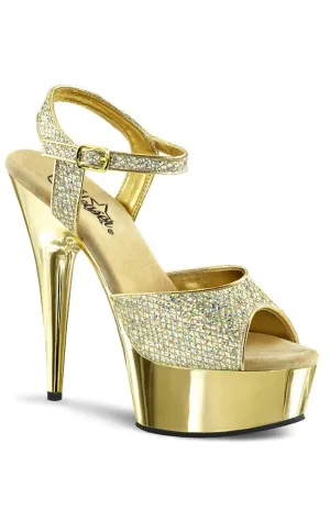 DELIGHT-609G Gold Snakeskin Platform Heels