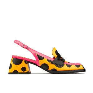 Diana High - Black & Orange Polka Dot