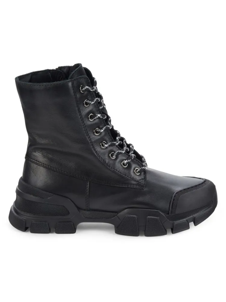 Elvira Aquatalia leather combat boots, black