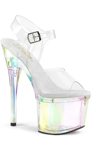 ESTEEM-708RBP Clear Hologram Peeptoe Heels