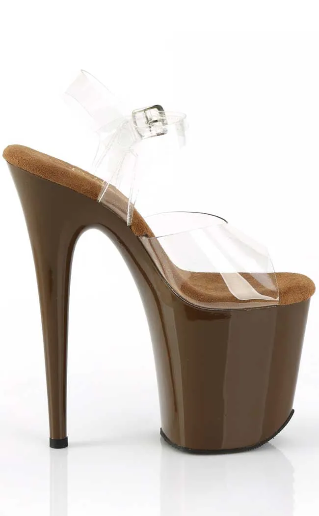 FLAMINGO-808C Clear & Mocha Platform Heels