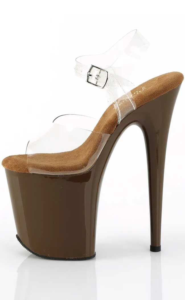 FLAMINGO-808C Clear & Mocha Platform Heels