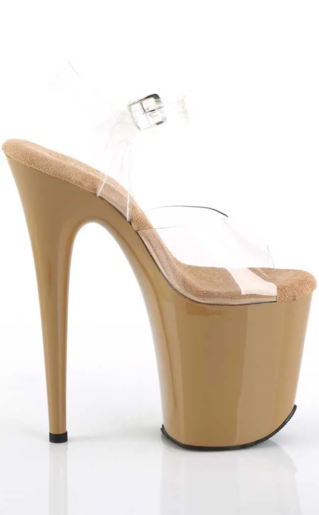 FLAMINGO-808C Clear & Toffee Platform Heels