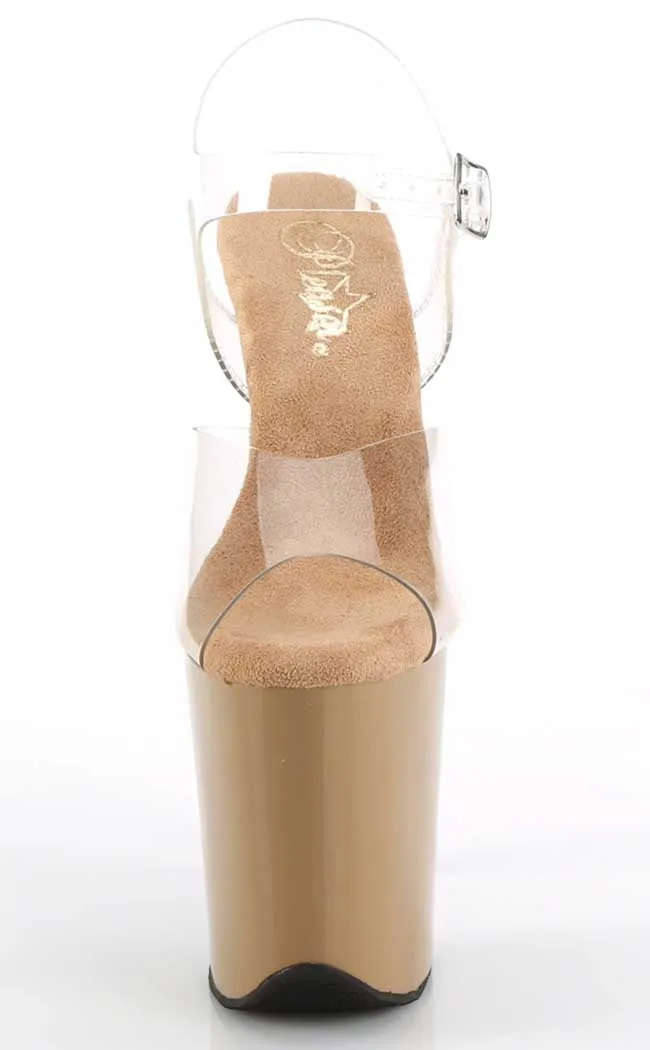 FLAMINGO-808C Clear & Toffee Platform Heels