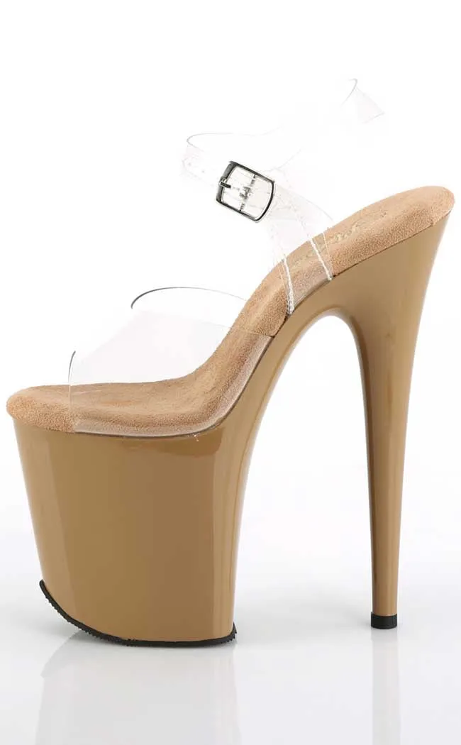 FLAMINGO-808C Clear & Toffee Platform Heels