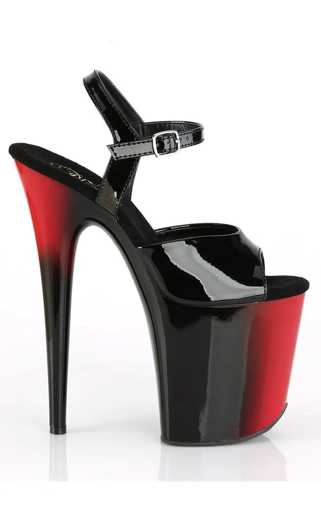 FLAMINGO-809BR Red-Black Platform Heels