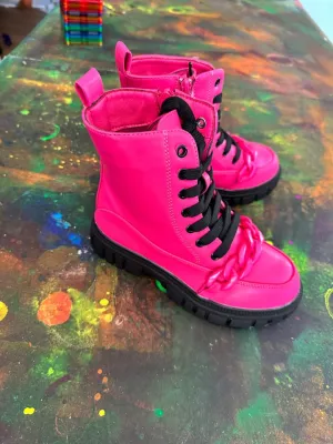 Fuchsia combat boots- 2 youth